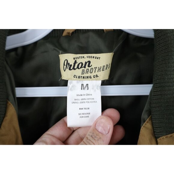 Orton Brothers Mens Size Medium Distressed Lined Full Zip Bomber Jacket Brown - Picture 4 of 16